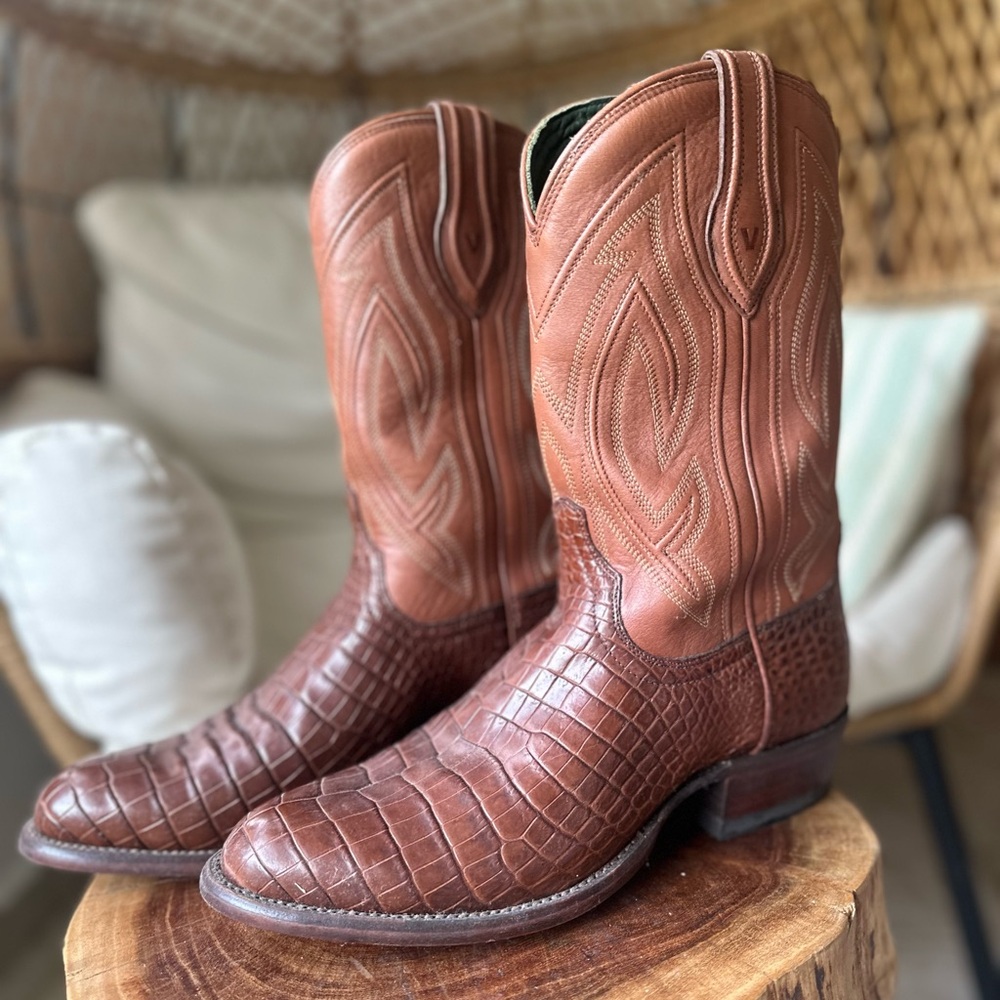 Men’s Tecovas Cognac Alligator Cowboy Boots